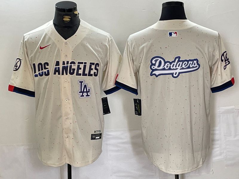 Men Los Angeles Dodgers Blank Cream Fashion Nike Game MLB Jersey style 6